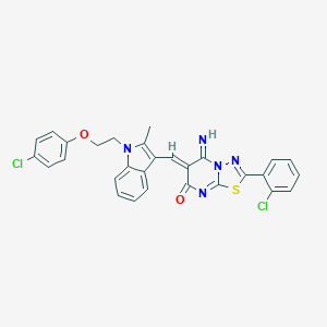 molecular formula C29H21Cl2N5O2S B327564 (6Z)-6-({1-[2-(4-chlorophenoxy)ethyl]-2-methyl-1H-indol-3-yl}methylidene)-2-(2-chlorophenyl)-5-imino-5,6-dihydro-7H-[1,3,4]thiadiazolo[3,2-a]pyrimidin-7-one 