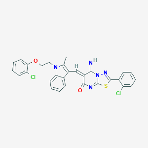 molecular formula C29H21Cl2N5O2S B327565 6-({1-[2-(2-chlorophenoxy)ethyl]-2-methyl-1H-indol-3-yl}methylene)-2-(2-chlorophenyl)-5-imino-5,6-dihydro-7H-[1,3,4]thiadiazolo[3,2-a]pyrimidin-7-one 