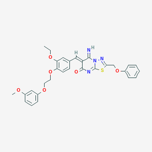 molecular formula C30H28N4O6S B327566 (6Z)-6-{3-ethoxy-4-[2-(3-methoxyphenoxy)ethoxy]benzylidene}-5-imino-2-(phenoxymethyl)-5,6-dihydro-7H-[1,3,4]thiadiazolo[3,2-a]pyrimidin-7-one 