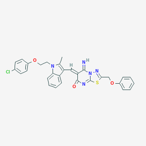 molecular formula C30H24ClN5O3S B327569 (6Z)-6-({1-[2-(4-chlorophenoxy)ethyl]-2-methyl-1H-indol-3-yl}methylidene)-5-imino-2-(phenoxymethyl)-5,6-dihydro-7H-[1,3,4]thiadiazolo[3,2-a]pyrimidin-7-one 