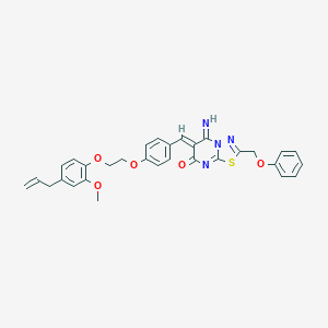 (6Z)-5-imino-6-(4-{2-[2-methoxy-4-(prop-2-en-1-yl)phenoxy]ethoxy}benzylidene)-2-(phenoxymethyl)-5,6-dihydro-7H-[1,3,4]thiadiazolo[3,2-a]pyrimidin-7-one