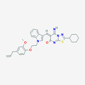 molecular formula C32H33N5O3S B327573 6-({1-[2-(4-allyl-2-methoxyphenoxy)ethyl]-1H-indol-3-yl}methylene)-2-cyclohexyl-5-imino-5,6-dihydro-7H-[1,3,4]thiadiazolo[3,2-a]pyrimidin-7-one 