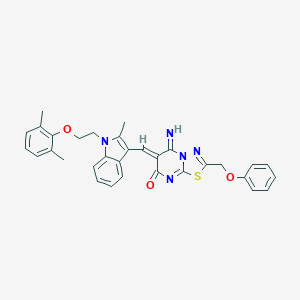 molecular formula C32H29N5O3S B327576 6-({1-[2-(2,6-dimethylphenoxy)ethyl]-2-methyl-1H-indol-3-yl}methylene)-5-imino-2-(phenoxymethyl)-5,6-dihydro-7H-[1,3,4]thiadiazolo[3,2-a]pyrimidin-7-one 
