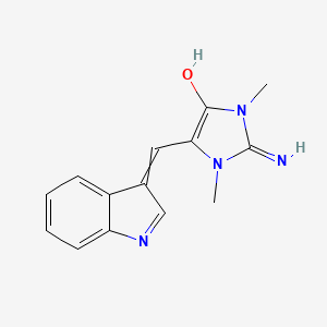 molecular formula C14H14N4O B3275908 (E)-5-[(3-Indolyl)methylene]-2-imino-1,3-dimethyl-4-imidazolidinone CAS No. 63153-56-0