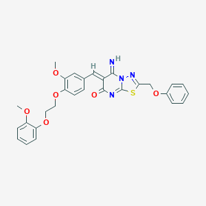 molecular formula C29H26N4O6S B327592 (6Z)-5-imino-6-{3-methoxy-4-[2-(2-methoxyphenoxy)ethoxy]benzylidene}-2-(phenoxymethyl)-5,6-dihydro-7H-[1,3,4]thiadiazolo[3,2-a]pyrimidin-7-one 