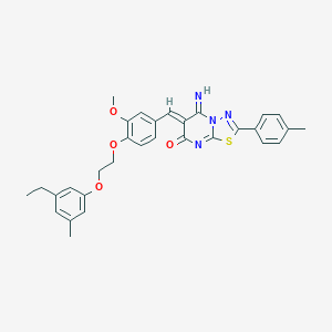 molecular formula C31H30N4O4S B327595 6-{4-[2-(3-ethyl-5-methylphenoxy)ethoxy]-3-methoxybenzylidene}-5-imino-2-(4-methylphenyl)-5,6-dihydro-7H-[1,3,4]thiadiazolo[3,2-a]pyrimidin-7-one 