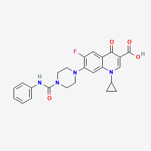 molecular formula C24H23FN4O4 B3275957 1-cyclopropyl-6-fluoro-4-oxo-7-[4-(phenylcarbamoyl)piperazin-1-yl]quinoline-3-carboxylic Acid CAS No. 632299-41-3