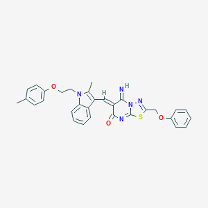 molecular formula C31H27N5O3S B327600 (6Z)-5-imino-6-({2-methyl-1-[2-(4-methylphenoxy)ethyl]-1H-indol-3-yl}methylidene)-2-(phenoxymethyl)-5,6-dihydro-7H-[1,3,4]thiadiazolo[3,2-a]pyrimidin-7-one 