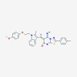 molecular formula C31H27N5O3S B327601 5-imino-6-({1-[2-(4-methoxyphenoxy)ethyl]-2-methyl-1H-indol-3-yl}methylene)-2-(4-methylphenyl)-5,6-dihydro-7H-[1,3,4]thiadiazolo[3,2-a]pyrimidin-7-one 