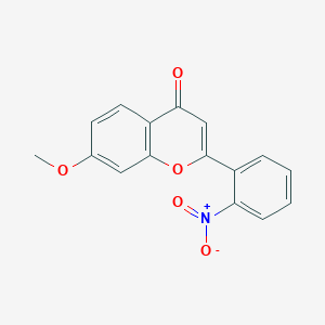 molecular formula C16H11NO5 B3276084 4H-1-Benzopyran-4-one, 7-methoxy-2-(2-nitrophenyl)- CAS No. 63487-11-6