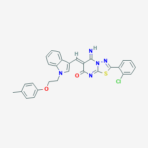 molecular formula C29H22ClN5O2S B327613 2-(2-chlorophenyl)-5-imino-6-({1-[2-(4-methylphenoxy)ethyl]-1H-indol-3-yl}methylene)-5,6-dihydro-7H-[1,3,4]thiadiazolo[3,2-a]pyrimidin-7-one 