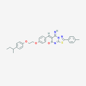 molecular formula C31H30N4O3S B327616 (6Z)-6-(4-{2-[4-(butan-2-yl)phenoxy]ethoxy}benzylidene)-5-imino-2-(4-methylphenyl)-5,6-dihydro-7H-[1,3,4]thiadiazolo[3,2-a]pyrimidin-7-one 