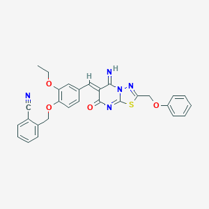 molecular formula C29H23N5O4S B327618 2-[(2-ethoxy-4-{(Z)-[5-imino-7-oxo-2-(phenoxymethyl)-5H-[1,3,4]thiadiazolo[3,2-a]pyrimidin-6(7H)-ylidene]methyl}phenoxy)methyl]benzonitrile 