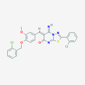molecular formula C26H18Cl2N4O3S B327619 (6Z)-6-{4-[(2-chlorobenzyl)oxy]-3-methoxybenzylidene}-2-(2-chlorophenyl)-5-imino-5,6-dihydro-7H-[1,3,4]thiadiazolo[3,2-a]pyrimidin-7-one 