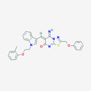 molecular formula C30H25N5O3S B327620 (6Z)-5-imino-6-({1-[2-(2-methylphenoxy)ethyl]-1H-indol-3-yl}methylidene)-2-(phenoxymethyl)-5,6-dihydro-7H-[1,3,4]thiadiazolo[3,2-a]pyrimidin-7-one 