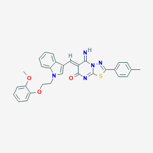 molecular formula C30H25N5O3S B327621 5-imino-6-({1-[2-(2-methoxyphenoxy)ethyl]-1H-indol-3-yl}methylene)-2-(4-methylphenyl)-5,6-dihydro-7H-[1,3,4]thiadiazolo[3,2-a]pyrimidin-7-one 