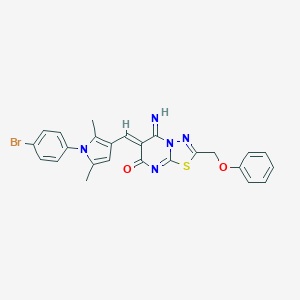molecular formula C25H20BrN5O2S B327623 (6Z)-6-{[1-(4-bromophenyl)-2,5-dimethyl-1H-pyrrol-3-yl]methylidene}-5-imino-2-(phenoxymethyl)-5,6-dihydro-7H-[1,3,4]thiadiazolo[3,2-a]pyrimidin-7-one 
