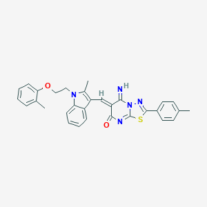 molecular formula C31H27N5O2S B327624 5-imino-6-({2-methyl-1-[2-(2-methylphenoxy)ethyl]-1H-indol-3-yl}methylene)-2-(4-methylphenyl)-5,6-dihydro-7H-[1,3,4]thiadiazolo[3,2-a]pyrimidin-7-one 