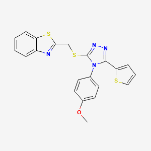 molecular formula C21H16N4OS3 B3276246 2-({[4-(4-methoxyphenyl)-5-(thiophen-2-yl)-4H-1,2,4-triazol-3-yl]sulfanyl}methyl)-1,3-benzothiazole CAS No. 637325-93-0