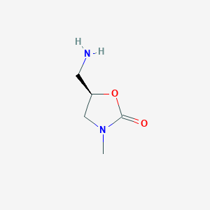 molecular formula C5H10N2O2 B3276250 (R)-5-(Aminomethyl)-3-methyloxazolidin-2-one CAS No. 637343-93-2