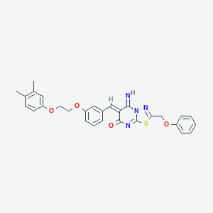molecular formula C29H26N4O4S B327632 (6Z)-6-{3-[2-(3,4-dimethylphenoxy)ethoxy]benzylidene}-5-imino-2-(phenoxymethyl)-5,6-dihydro-7H-[1,3,4]thiadiazolo[3,2-a]pyrimidin-7-one 
