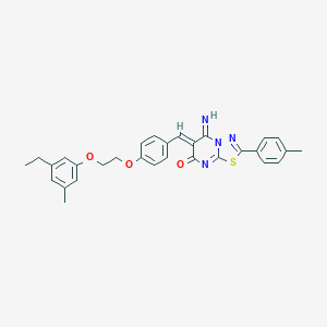 molecular formula C30H28N4O3S B327634 (6Z)-6-{4-[2-(3-ethyl-5-methylphenoxy)ethoxy]benzylidene}-5-imino-2-(4-methylphenyl)-5,6-dihydro-7H-[1,3,4]thiadiazolo[3,2-a]pyrimidin-7-one 