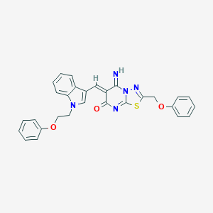 molecular formula C29H23N5O3S B327636 5-imino-6-{[1-(2-phenoxyethyl)-1H-indol-3-yl]methylene}-2-(phenoxymethyl)-5,6-dihydro-7H-[1,3,4]thiadiazolo[3,2-a]pyrimidin-7-one 