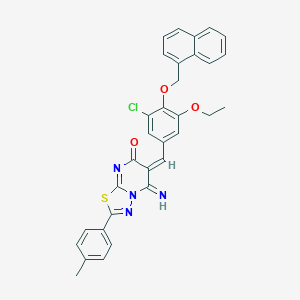 molecular formula C32H25ClN4O3S B327639 (6Z)-6-[3-chloro-5-ethoxy-4-(naphthalen-1-ylmethoxy)benzylidene]-5-imino-2-(4-methylphenyl)-5,6-dihydro-7H-[1,3,4]thiadiazolo[3,2-a]pyrimidin-7-one 