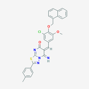 molecular formula C31H23ClN4O3S B327640 6-[3-chloro-5-methoxy-4-(1-naphthylmethoxy)benzylidene]-5-imino-2-(4-methylphenyl)-5,6-dihydro-7H-[1,3,4]thiadiazolo[3,2-a]pyrimidin-7-one 
