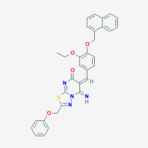 molecular formula C32H26N4O4S B327641 (6Z)-6-[3-ethoxy-4-(naphthalen-1-ylmethoxy)benzylidene]-5-imino-2-(phenoxymethyl)-5,6-dihydro-7H-[1,3,4]thiadiazolo[3,2-a]pyrimidin-7-one 