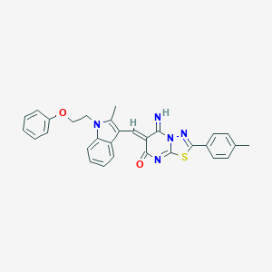 molecular formula C30H25N5O2S B327648 5-imino-6-{[2-methyl-1-(2-phenoxyethyl)-1H-indol-3-yl]methylene}-2-(4-methylphenyl)-5,6-dihydro-7H-[1,3,4]thiadiazolo[3,2-a]pyrimidin-7-one 