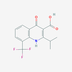 molecular formula C14H12F3NO3 B3276537 4-Hydroxy-2-isopropyl-8-(trifluoromethyl)quinoline-3-carboxylic acid CAS No. 64321-75-1