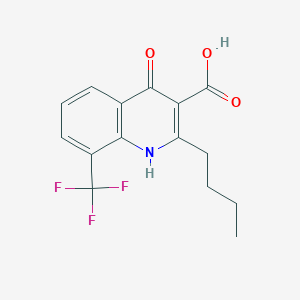 molecular formula C15H14F3NO3 B3276542 2-Butyl-4-hydroxy-8-(trifluoromethyl)quinoline-3-carboxylic acid CAS No. 64321-85-3