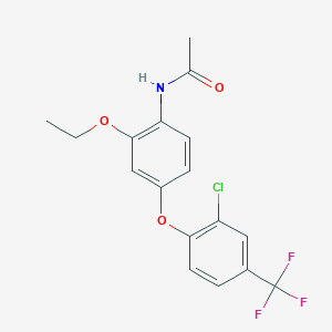 molecular formula C17H15ClF3NO3 B3276587 Acetamide, N-[4-[2-chloro-4-(trifluoromethyl)phenoxy]-2-ethoxyphenyl]- CAS No. 64378-96-7