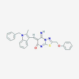 molecular formula C29H23N5O2S B327666 6-[(1-benzyl-2-methyl-1H-indol-3-yl)methylene]-5-imino-2-(phenoxymethyl)-5,6-dihydro-7H-[1,3,4]thiadiazolo[3,2-a]pyrimidin-7-one 