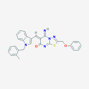 molecular formula C29H23N5O2S B327667 (6Z)-5-imino-6-{[1-(2-methylbenzyl)-1H-indol-3-yl]methylidene}-2-(phenoxymethyl)-5,6-dihydro-7H-[1,3,4]thiadiazolo[3,2-a]pyrimidin-7-one 