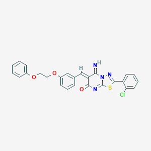 molecular formula C26H19ClN4O3S B327669 (6Z)-2-(2-chlorophenyl)-5-imino-6-[3-(2-phenoxyethoxy)benzylidene]-5,6-dihydro-7H-[1,3,4]thiadiazolo[3,2-a]pyrimidin-7-one 