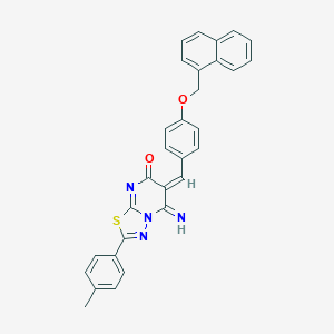 molecular formula C30H22N4O2S B327670 (6Z)-5-imino-2-(4-methylphenyl)-6-[4-(naphthalen-1-ylmethoxy)benzylidene]-5,6-dihydro-7H-[1,3,4]thiadiazolo[3,2-a]pyrimidin-7-one 
