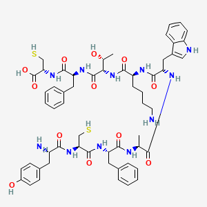 molecular formula C57H73N11O12S2 B3276743 (2R)-2-[[(2S)-2-[[(2S,3R)-2-[[(2S)-6-Amino-2-[[(2S)-2-[[(2S)-2-[[(2S)-2-[[(2R)-2-[[(2S)-2-amino-3-(4-hydroxyphenyl)propanoyl]amino]-3-sulfanylpropanoyl]amino]-3-phenylpropanoyl]amino]propanoyl]amino]-3-(1H-indol-3-yl)propanoyl]amino]hexanoyl]amino]-3-hydroxybutanoyl]amino]-3-phenylpropanoyl]amino]-3-sulfanylpropanoic acid CAS No. 647016-22-6