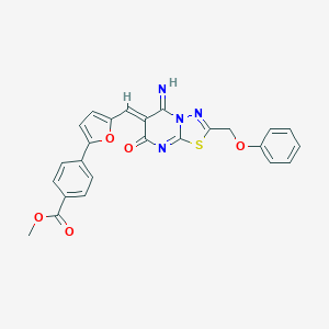 molecular formula C25H18N4O5S B327682 methyl 4-(5-{(Z)-[5-imino-7-oxo-2-(phenoxymethyl)-5H-[1,3,4]thiadiazolo[3,2-a]pyrimidin-6(7H)-ylidene]methyl}furan-2-yl)benzoate 