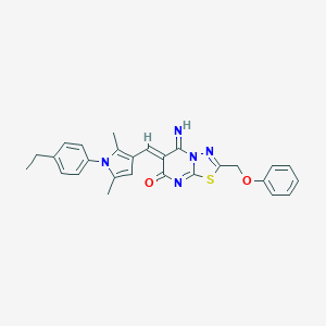 molecular formula C27H25N5O2S B327684 (6Z)-6-{[1-(4-ethylphenyl)-2,5-dimethyl-1H-pyrrol-3-yl]methylidene}-5-imino-2-(phenoxymethyl)-5,6-dihydro-7H-[1,3,4]thiadiazolo[3,2-a]pyrimidin-7-one 