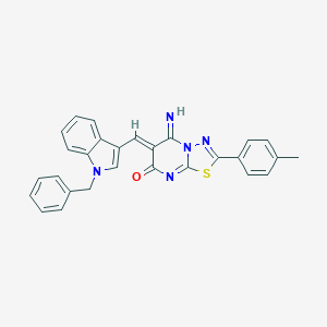 molecular formula C28H21N5OS B327688 (6Z)-6-[(1-benzyl-1H-indol-3-yl)methylidene]-5-imino-2-(4-methylphenyl)-5,6-dihydro-7H-[1,3,4]thiadiazolo[3,2-a]pyrimidin-7-one 