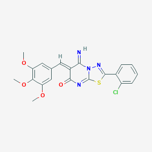 molecular formula C21H17ClN4O4S B327698 2-(2-chlorophenyl)-5-imino-6-(3,4,5-trimethoxybenzylidene)-5,6-dihydro-7H-[1,3,4]thiadiazolo[3,2-a]pyrimidin-7-one 