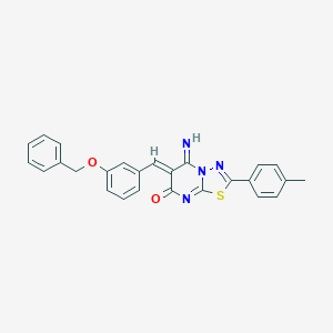 molecular formula C26H20N4O2S B327699 6-[3-(benzyloxy)benzylidene]-5-imino-2-(4-methylphenyl)-5,6-dihydro-7H-[1,3,4]thiadiazolo[3,2-a]pyrimidin-7-one 