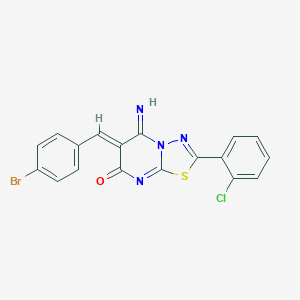 molecular formula C18H10BrClN4OS B327702 (6Z)-6-(4-bromobenzylidene)-2-(2-chlorophenyl)-5-imino-5,6-dihydro-7H-[1,3,4]thiadiazolo[3,2-a]pyrimidin-7-one 