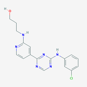 molecular formula C17H17ClN6O B3277035 3-[[4-[4-[(3-chlorophenyl)amino]-1,3,5-triazin-2-yl]-2-pyridinyl]amino]-1-Propanol CAS No. 652153-35-0