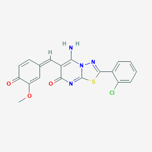 5-amino-2-(2-chlorophenyl)-6-[(Z)-(3-methoxy-4-oxocyclohexa-2,5-dien-1-ylidene)methyl]-[1,3,4]thiadiazolo[3,2-a]pyrimidin-7-one