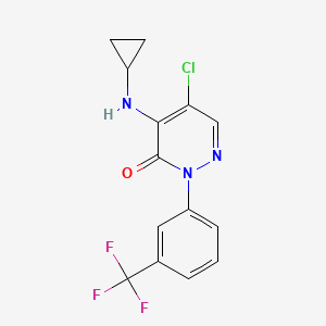 molecular formula C14H11ClF3N3O B3277075 5-Chloro-4-(cyclopropylamino)-2-(3-(trifluoromethyl)phenyl)pyridazin-3(2H)-one CAS No. 65269-77-4