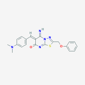 molecular formula C21H19N5O2S B327710 (6Z)-6-[4-(dimethylamino)benzylidene]-5-imino-2-(phenoxymethyl)-5,6-dihydro-7H-[1,3,4]thiadiazolo[3,2-a]pyrimidin-7-one 