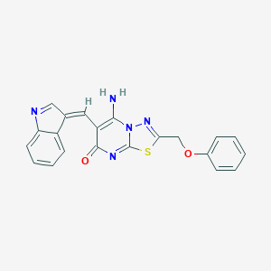 molecular formula C21H15N5O2S B327711 5-amino-6-[(E)-indol-3-ylidenemethyl]-2-(phenoxymethyl)-[1,3,4]thiadiazolo[3,2-a]pyrimidin-7-one 